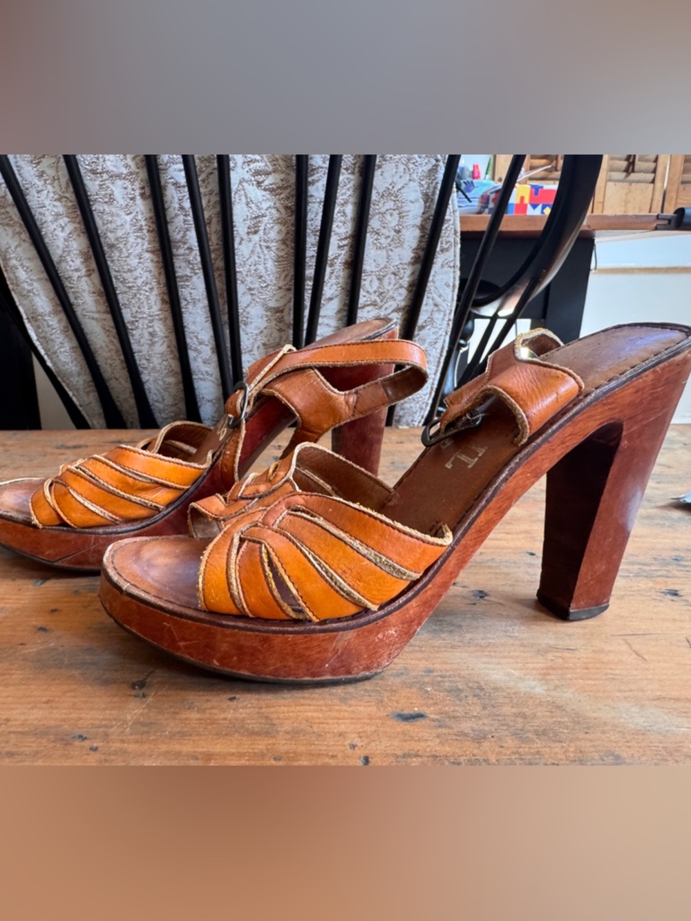 Vintage 1970’s Wooden Platform Heels